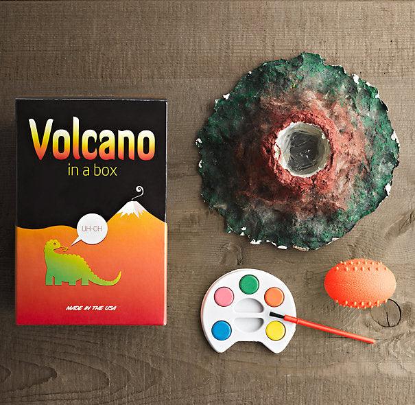Do it Yourself kit with volcano model, paint set, and brush for kids creativity and learning